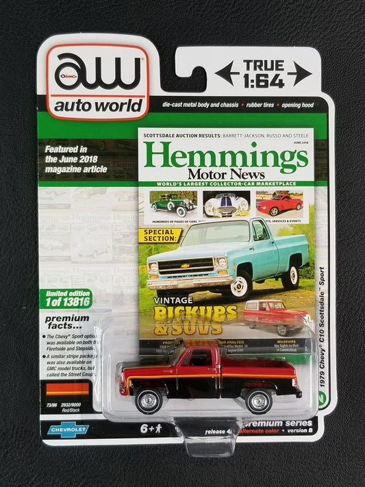 Auto World - 1979 Chevy C10 Scottsdale Sport (Red/Black) [2/6 - Premium Series (2020 Release 4) [Version B] (Hemmings); Ltd. Ed. - 1 of 13816]