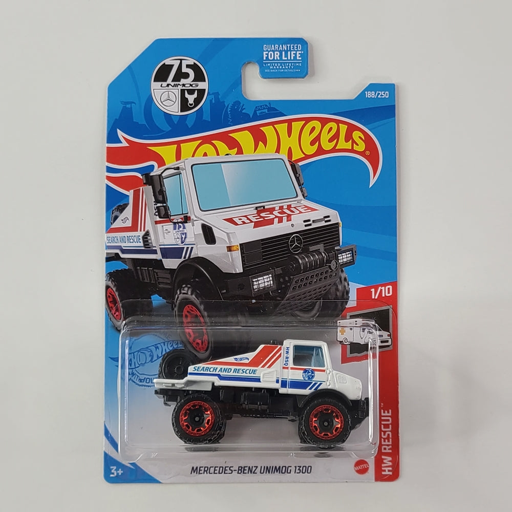 Hot Wheels - Mercedes-Benz Unimog 1300 (White) [HW Rescue Mini Collection (2021) - 1/10]