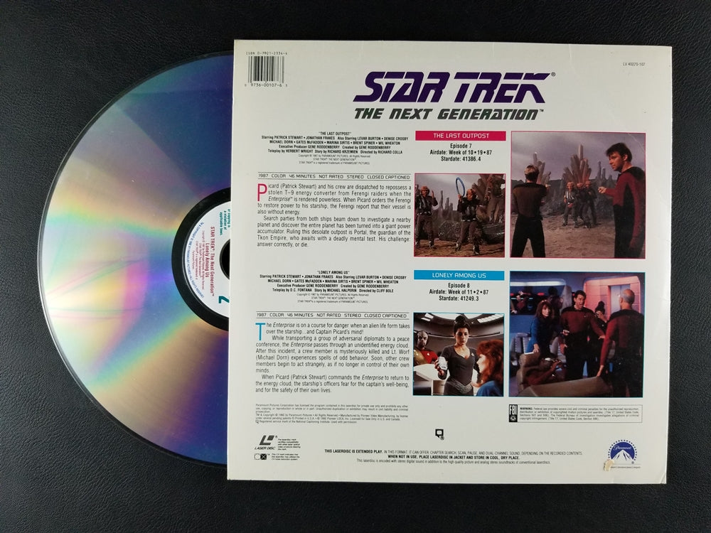 Star Trek: The Next Generation - The Last Outpost/Lonely Among Us (1992, Laserdisc)