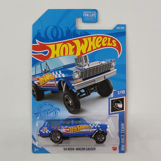 Hot Wheels - '64 Nova Wagon Gasser (Blue) [HW Race Team Mini Collection (2021) - 7/10]