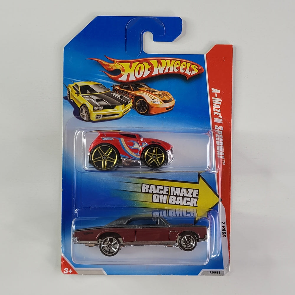 Hot Wheels - Rocket Box (Red) & '67 Pontiac GTO (Metalflake Dark Gray) [2-Pack]