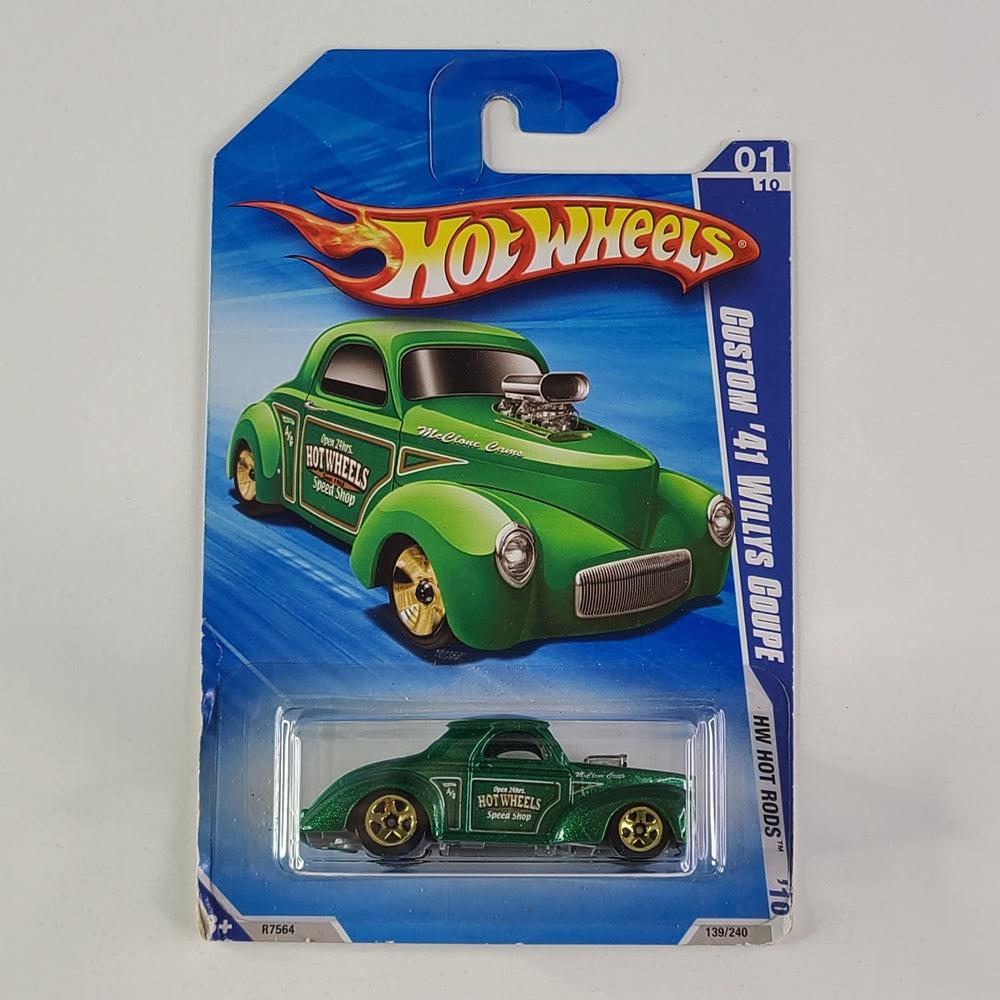 Hot Wheels - Custom '41 Willys Coupe (Metalflake Green) [Kmart Exclusive]