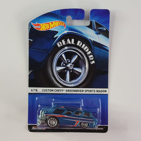 Hot Wheels Real Riders - Custom Chevy Greenbrier Sports Wagon (Metalflake Blue)