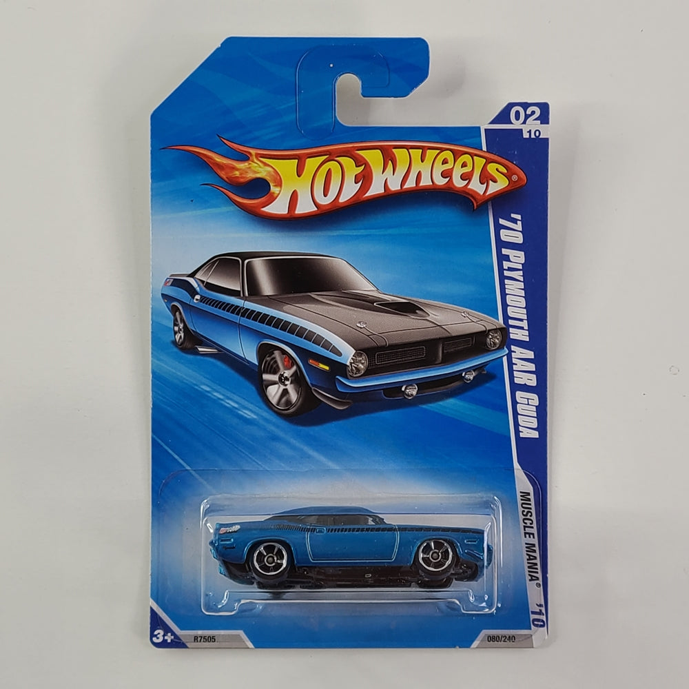Modellini Auto Hot Wheels HW Showroom '70 Plymouth AAR Cuda - Blu E Grigio 247/250 Hot Wheels Plymouth Cuda