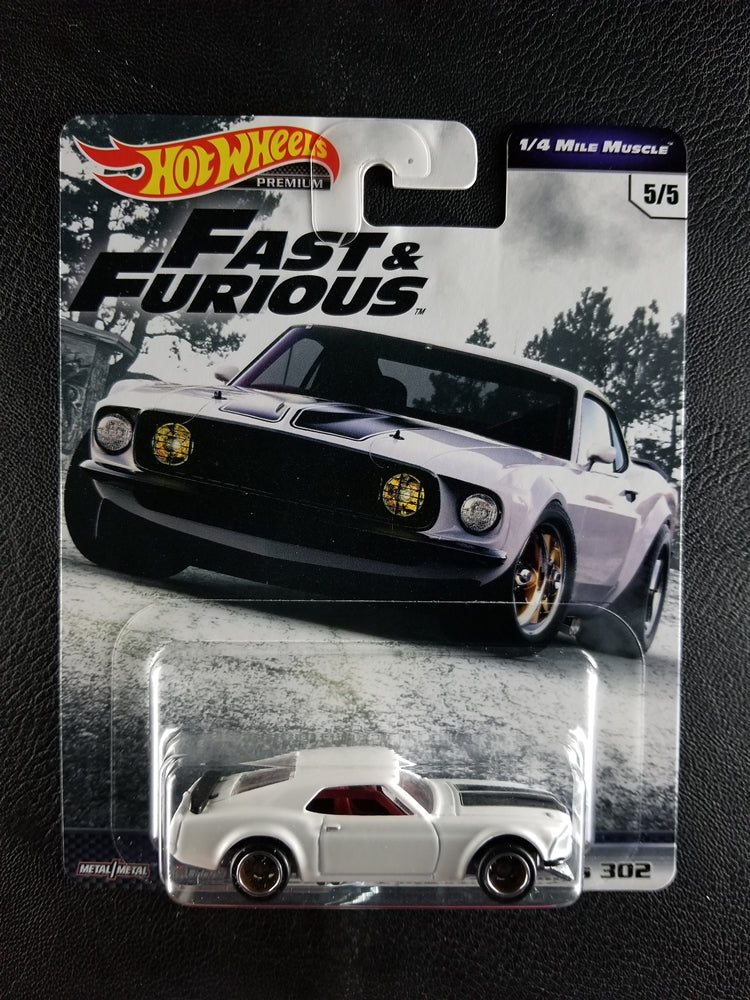 Hot Wheels Premium - '69 Ford Mustang Boss (White) [5/5 - Fast & Furious: 1/4 Mile Muscle]