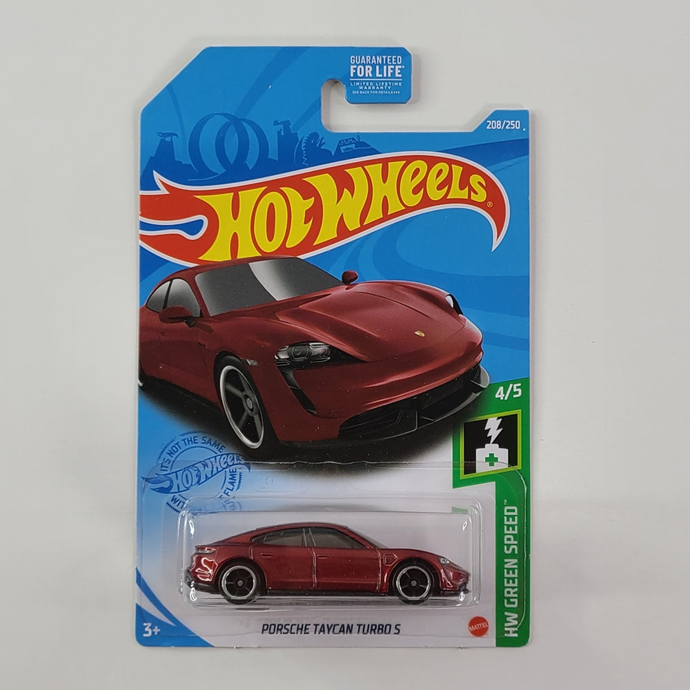 Hot Wheels - Porsche Taycan Turbo S (Metalflake Dark Red) [HW Green Speed Mini Collection (2021) - 4/5]