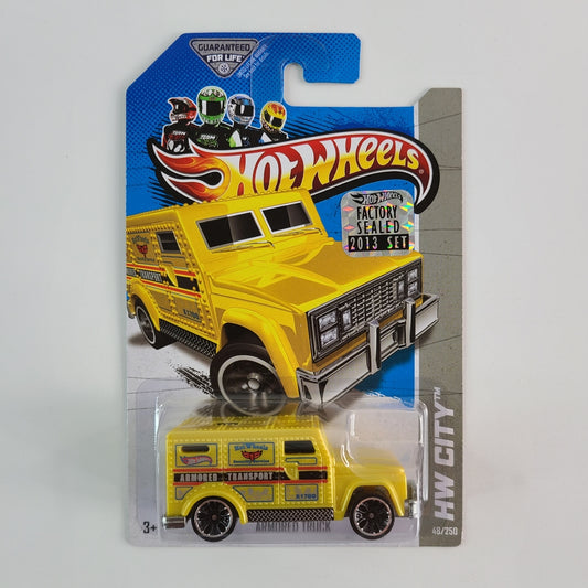 Hot Wheels - Armored Truck (Yellow) [HW City (2013) - 48/250] [Factory Sealed 2013 Set]