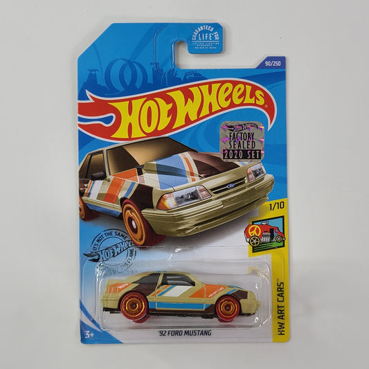 Hot Wheels - '92 Ford Mustang (Dark Beige) [HW Art Cars Mini Collection (2020) - 1/10] [Factory Sealed 2020 Set]