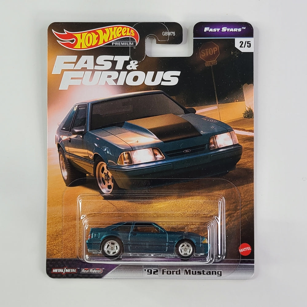 Hot Wheels Premium - '92 Ford Mustang (Metalflake Dark Turquoise)