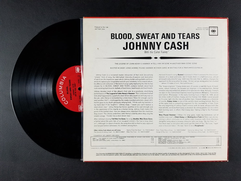 Johnny Cash - Blood, Sweat and Tears (1963, LP)