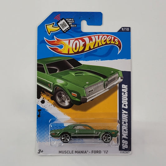 Hot Wheels - '68 Mercury Cougar (Metalflake Green) [Muscle Mania - Ford '12 (2012) - 9/10] [Kmart Exclusive]