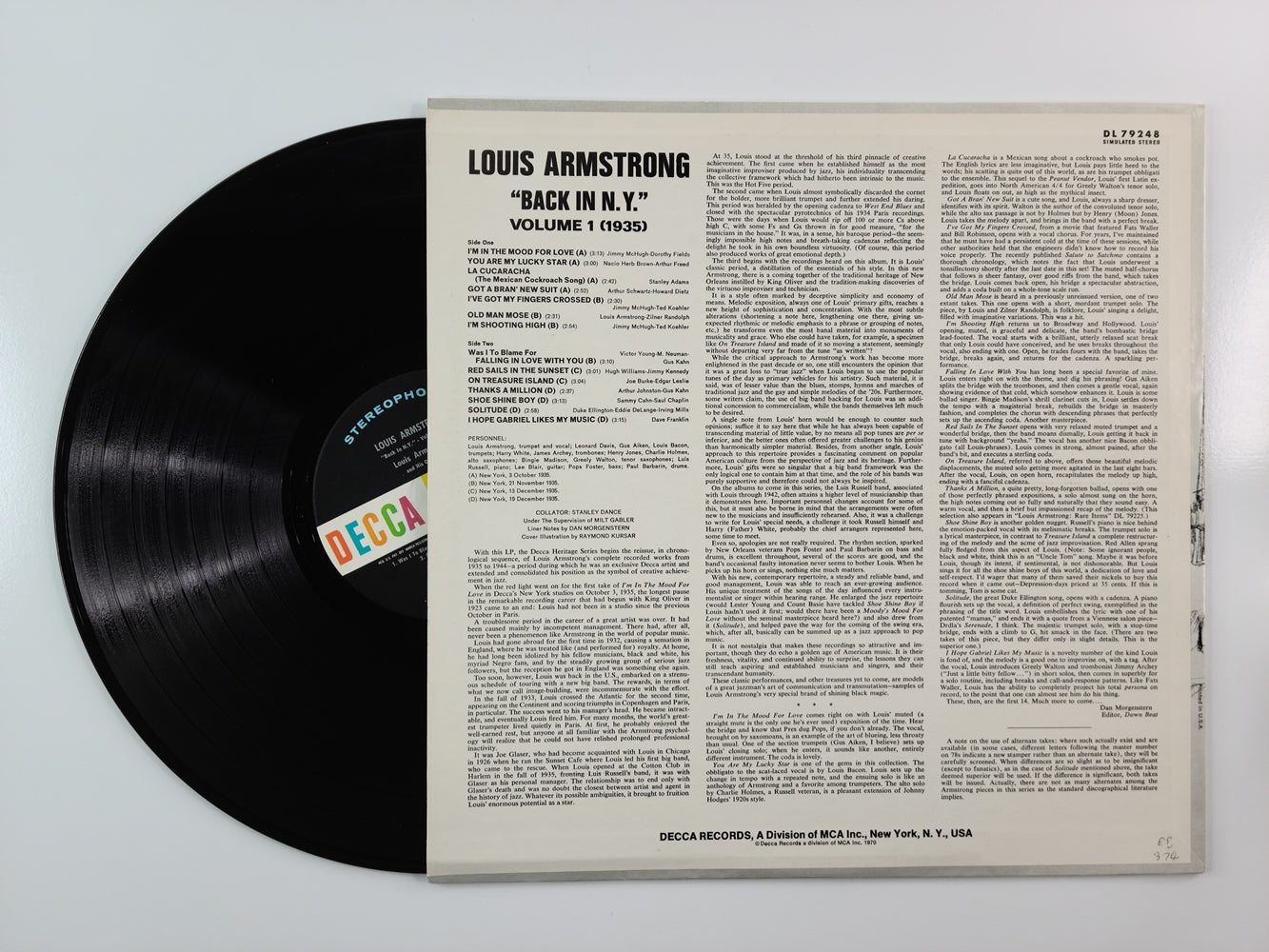 Louis Armstrong - Back in N.Y. Vol. 1 (1935) (1970, LP)