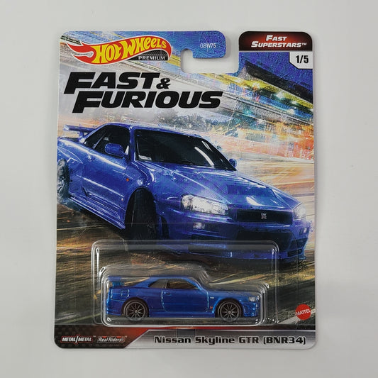 Hot Wheels Premium - Nissan Skyline GTR (BNR34) (Metalflake Blue)