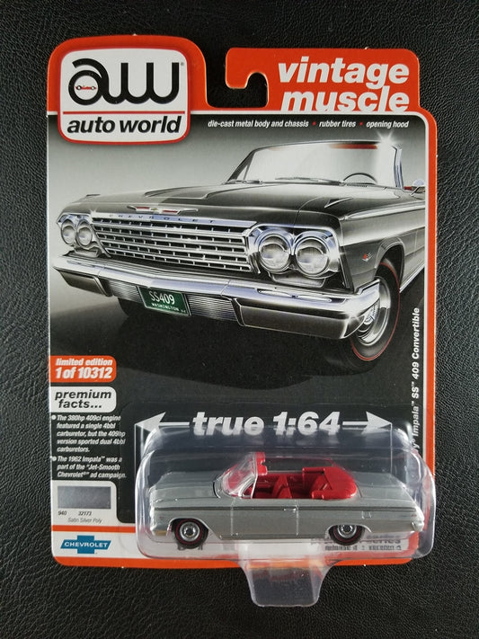 Auto World - 1962 Chevy Impala SS 409 Convertible (Satin Silver Poly) [5/6 - Premium Series Release 3 [Version A] (Vintage Muscle); Limited Edition, 1 of 10312]