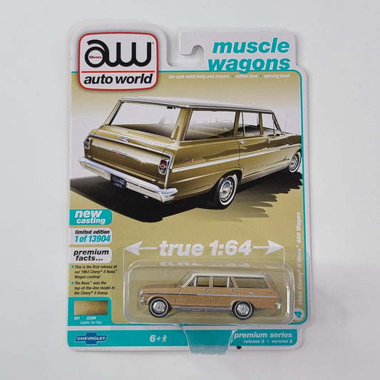 Auto World - 1963 Chevy II Nova 400 Wagon (Saddle Tan Poly) [Muscle Wagons Series - 2021 Premium Series Release 2, Version A] [Limited Edition - 1 of 13904]