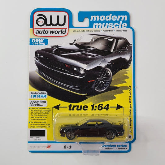 Auto World - 2019 Dodge Challenger R/T Scat Pack (Pitch Black) [Modern Muscle Series - 2021 Premium Series Release 1, Version A] [Limited Edition - 1 of 14704]