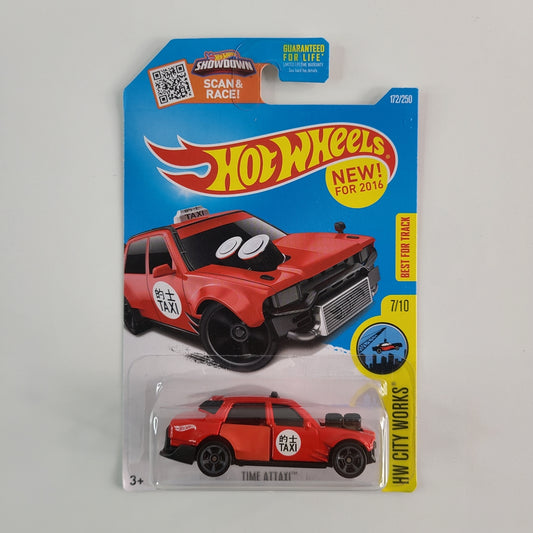 Hot Wheels - Time Attaxi (Red) [HW City Works Mini Collection (2016) - 7/10] [New for 2016]