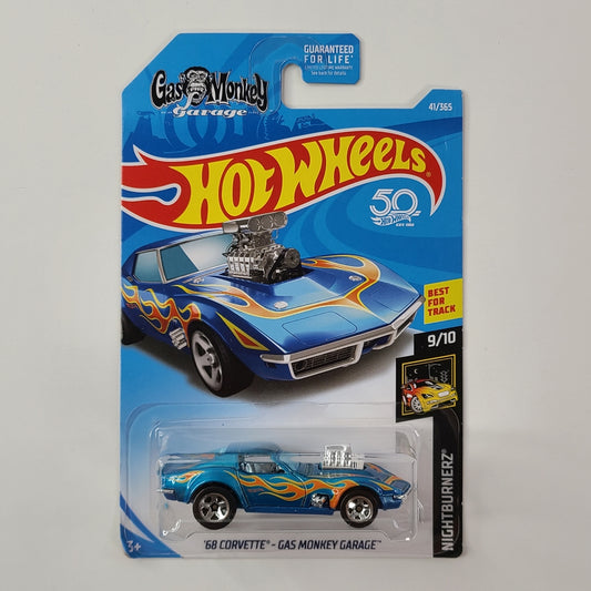 Hot Wheels - '68 Corvette - Gas Monkey Garage (Metalflake Blue) [Nightburnerz Mini Collection (2018) - 9/10]