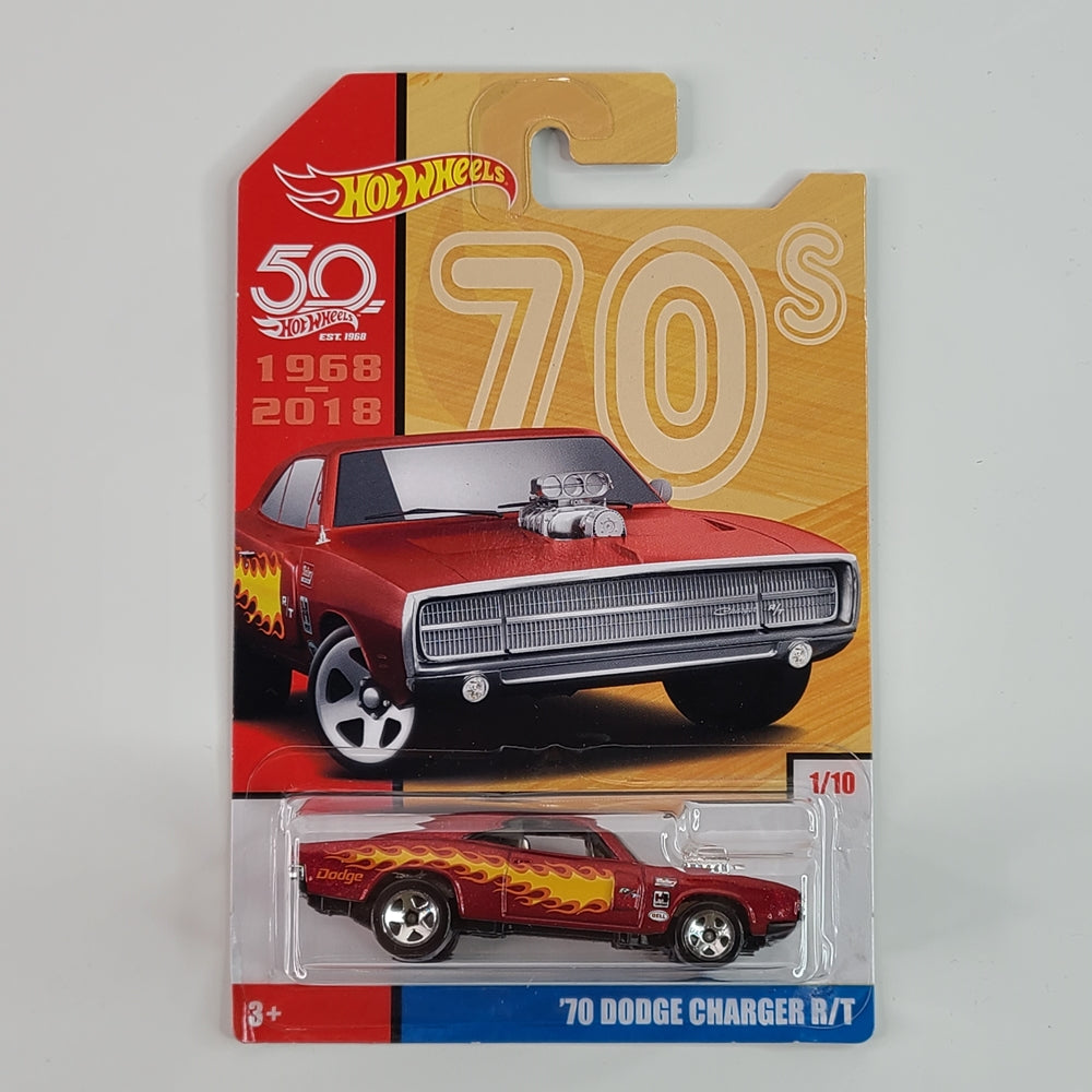 Hot Wheels - '70 Dodge Charger R/T (Dark Red) [50th Anniversary Throwback Series (2018 Mix 1)] [Walmart Exclusive]