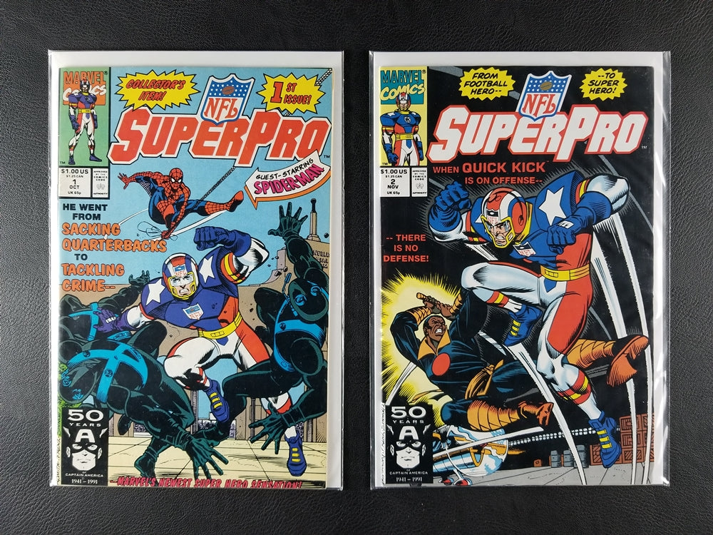 NFL SuperPro #1 & 2 Set (Marvel, 1991)