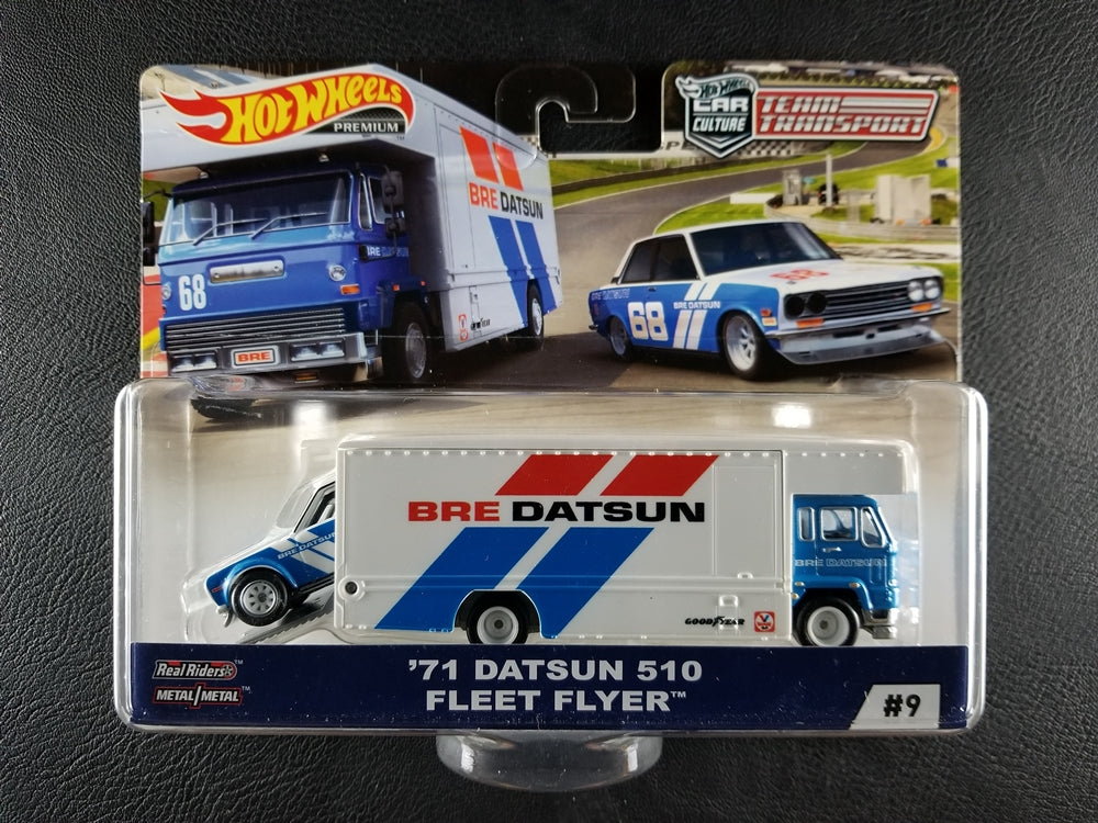 Hot Wheels Premium - '71 Datsun 510/Fleet Flyer (White & Blue) [Car Culture: Team Transport (Mix 3, Series 9)]