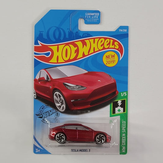 Hot Wheels - Tesla Model 3 (Metalflake Red)