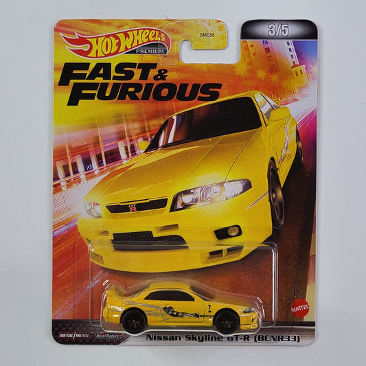 Hot Wheels Premium Real Riders - Nissan Skyline GT-R (BCNR33) (Yellow)