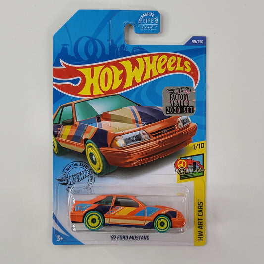 Hot Wheels - '92 Ford Mustang (Orange) [HW Art Cars Mini Collection (2020) - 1/10] [Factory Sealed 2020 Set]