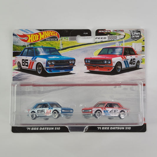 Hot Wheels Premium - '71 BRE Datsun 510 (White & Blue and White & Red) [2-Pack]