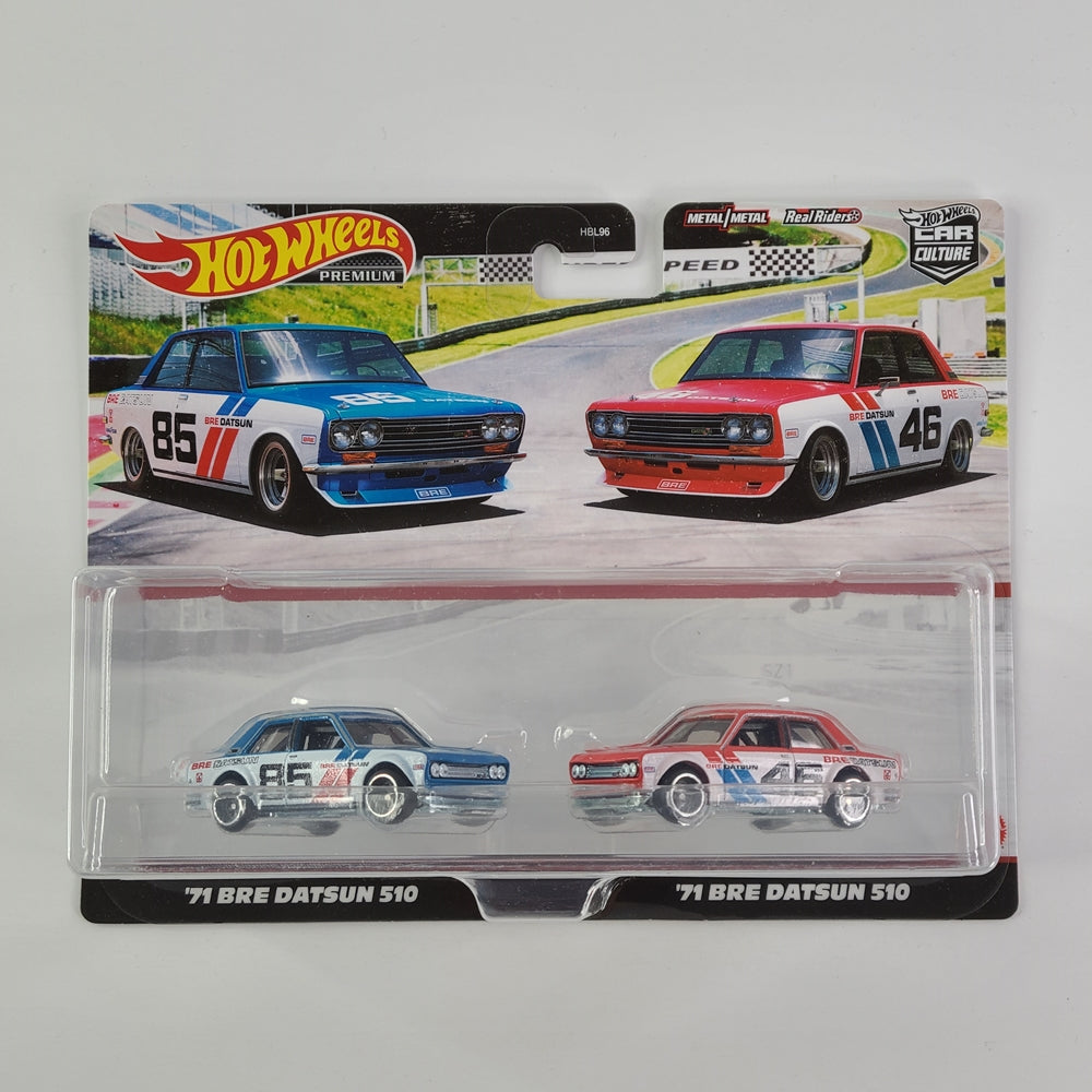 Hot Wheels Premium - '71 BRE Datsun 510 (White & Blue and White & Red) [2-Pack]