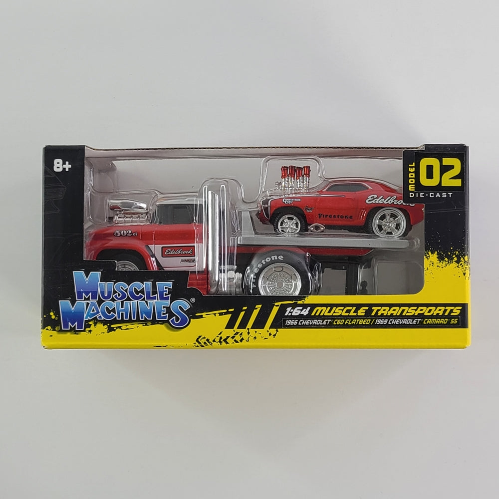 Maisto - 1966 Chevrolet C60 Flatbed and 1969 Chevrolet Camaro SS (Red) [2-Pack]