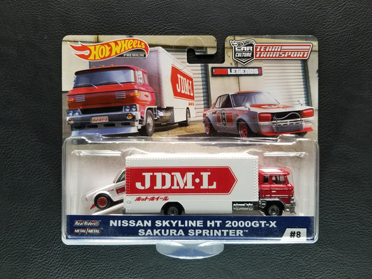 Hot Wheels Premium - Nissan Skyline H/T 2000GT-X & Sakura Sprinter (White/Red-White)